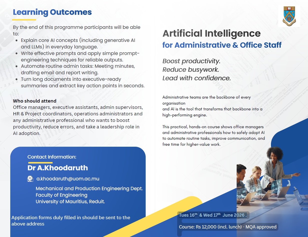 Short Course: Artificial Intelligence for Administrative & Office Staff